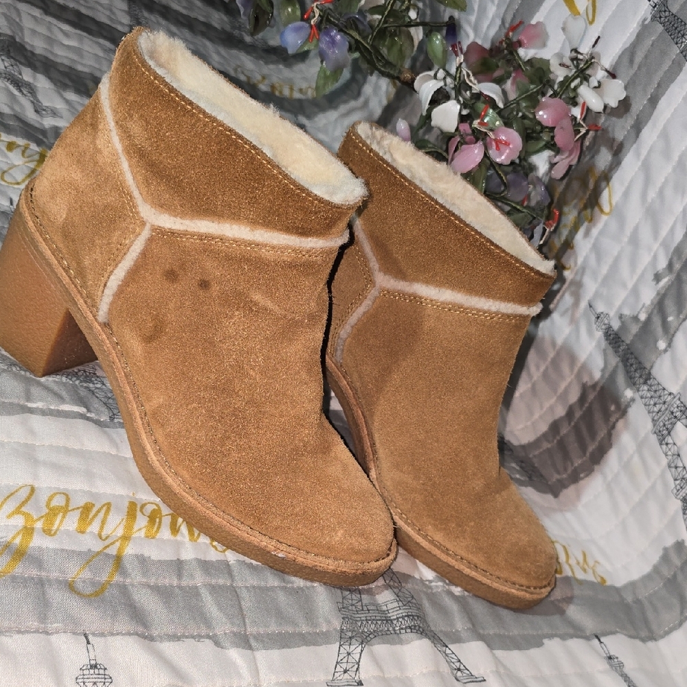 UGG Chestnut Suede Heeled Boots